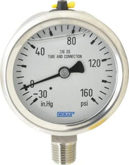 Wika - 2-1/2" Dial, 1/4 Thread, 30-0-160 Scale Range, Pressure Gauge - Lower Connection Mount, Accurate to 1.5% of Scale - Makers Industrial Supply