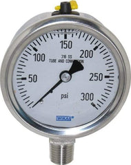 Wika - 2-1/2" Dial, 1/4 Thread, 0-300 Scale Range, Pressure Gauge - Lower Connection Mount, Accurate to 1.5% of Scale - Makers Industrial Supply