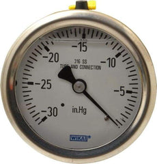 Wika - 2-1/2" Dial, 1/4 Thread, 30-0 Scale Range, Pressure Gauge - Center Back Connection Mount, Accurate to 1.5% of Scale - Makers Industrial Supply