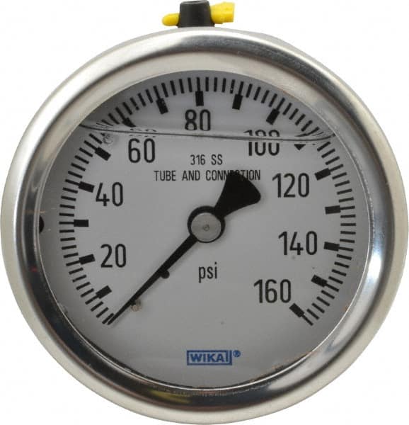 Wika - 2-1/2" Dial, 1/4 Thread, 0-160 Scale Range, Pressure Gauge - Center Back Connection Mount, Accurate to 1.5% of Scale - Makers Industrial Supply