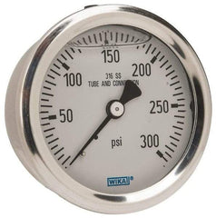 Wika - 2-1/2" Dial, 1/4 Thread, 0-300 Scale Range, Pressure Gauge - Center Back Connection Mount, Accurate to 1.5% of Scale - Makers Industrial Supply