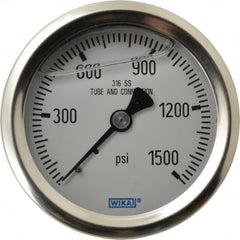 Wika - 2-1/2" Dial, 1/4 Thread, 0-1,500 Scale Range, Pressure Gauge - Center Back Connection Mount, Accurate to 1.5% of Scale - Makers Industrial Supply