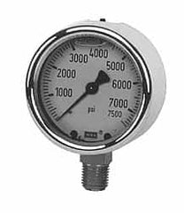 Wika - 4" Dial, 1/4 Thread, 0-3,000 Scale Range, Pressure Gauge - Lower Back Connection Mount, Accurate to 1% of Scale - Makers Industrial Supply