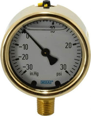 Wika - 2-1/2" Dial, 1/4 Thread, 30-0-30 Scale Range, Pressure Gauge - Lower Connection Mount, Accurate to 1.5% of Scale - Makers Industrial Supply