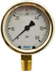 Wika - 2-1/2" Dial, 1/4 Thread, 0-60 Scale Range, Pressure Gauge - Lower Connection Mount, Accurate to 1.5% of Scale - Makers Industrial Supply