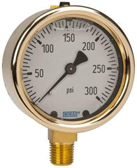 Wika - 2-1/2" Dial, 1/4 Thread, 0-300 Scale Range, Pressure Gauge - Lower Connection Mount, Accurate to 1.5% of Scale - Makers Industrial Supply