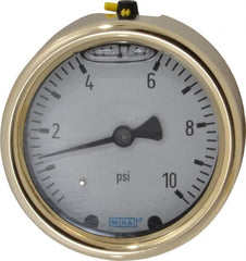 Wika - 2-1/2" Dial, 1/4 Thread, 0-10 Scale Range, Pressure Gauge - Back Connection Mount, Accurate to 1.5% of Scale - Makers Industrial Supply