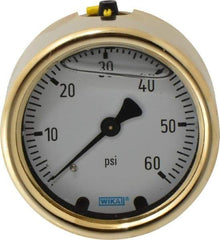 Wika - 2-1/2" Dial, 1/4 Thread, 0-60 Scale Range, Pressure Gauge - Back Connection Mount, Accurate to 1.5% of Scale - Makers Industrial Supply