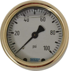 Wika - 2-1/2" Dial, 1/4 Thread, 0-100 Scale Range, Pressure Gauge - Back Connection Mount, Accurate to 1.5% of Scale - Makers Industrial Supply