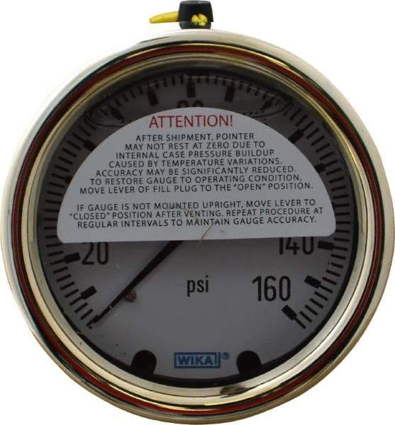 Wika - 2-1/2" Dial, 1/4 Thread, 0-160 Scale Range, Pressure Gauge - Back Connection Mount, Accurate to 1.5% of Scale - Makers Industrial Supply