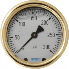 Wika - 2-1/2" Dial, 1/4 Thread, 0-300 Scale Range, Pressure Gauge - Back Connection Mount, Accurate to 1.5% of Scale - Makers Industrial Supply