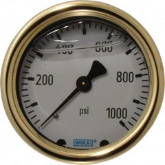 Wika - 2-1/2" Dial, 1/4 Thread, 0-1,000 Scale Range, Pressure Gauge - Back Connection Mount, Accurate to 1.5% of Scale - Makers Industrial Supply