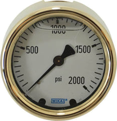 Wika - 2-1/2" Dial, 1/4 Thread, 0-2,000 Scale Range, Pressure Gauge - Back Connection Mount, Accurate to 1.5% of Scale - Makers Industrial Supply