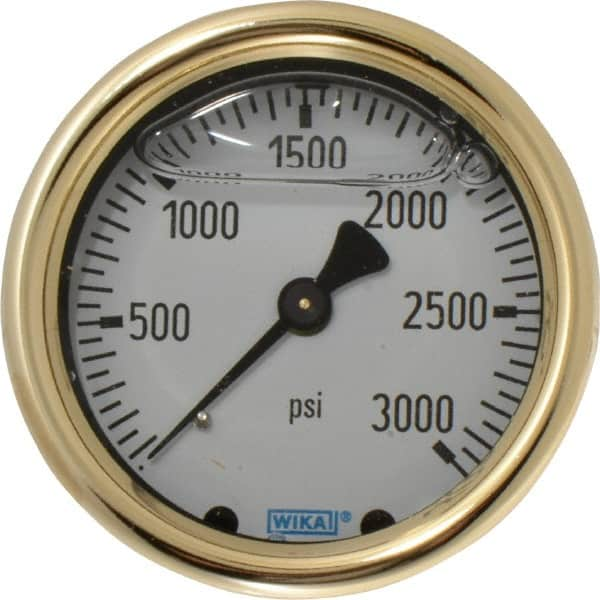 Wika - 2-1/2" Dial, 1/4 Thread, 0-3,000 Scale Range, Pressure Gauge - Back Connection Mount, Accurate to 1.5% of Scale - Makers Industrial Supply