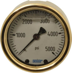 Wika - 2-1/2" Dial, 1/4 Thread, 0-5,000 Scale Range, Pressure Gauge - Back Connection Mount, Accurate to 1.5% of Scale - Makers Industrial Supply