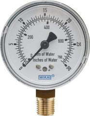 Wika - 2-1/2" Dial, 1/4 Thread, 0-30/0-760 Scale Range, Pressure Gauge - Lower Connection Mount, Accurate to 1.5% of Scale - Makers Industrial Supply