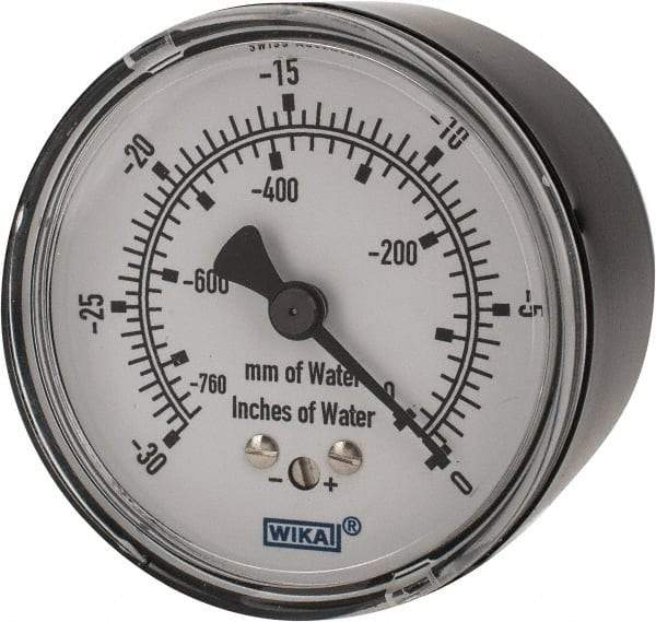 Wika - 2-1/2" Dial, 1/4 Thread, 0-30/0-760 Scale Range, Pressure Gauge - Center Back Connection Mount, Accurate to 1.5% of Scale - Makers Industrial Supply