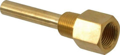 Alloy Engineering - 4 Inch Overall Length, 1/2 Inch Thread, Brass Standard Thermowell - 2-1/2 Inch Insertion Length - Makers Industrial Supply