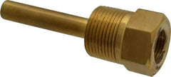 Alloy Engineering - 4 Inch Overall Length, 1 Inch Thread, Brass Standard Thermowell - 2-1/2 Inch Insertion Length - Makers Industrial Supply