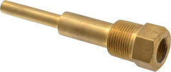 Alloy Engineering - 6 Inch Overall Length, 1 Inch Thread, Brass Standard Thermowell - 4-1/2 Inch Insertion Length - Makers Industrial Supply