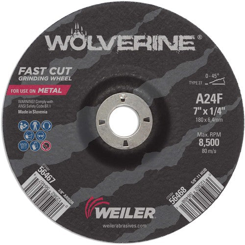 Vortec Pro 7″ × 1/4″ Type 27 Grinding Wheel, A24R, 7/8″ Arbor Hole - Makers Industrial Supply