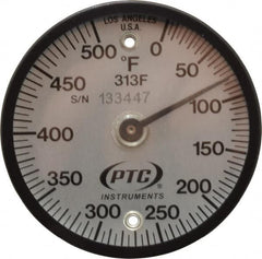 PTC Instruments - 500°F, 2 Inch Dial Diameter, Dual Magnet Mount Thermometer - 5° Division Graduation - Makers Industrial Supply