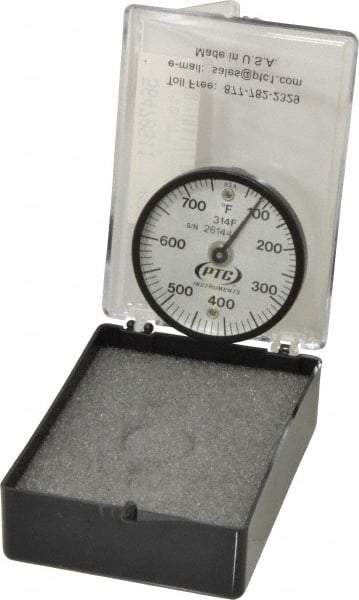 PTC Instruments - 50 to 750°F, 2 Inch Dial Diameter, Dual Magnet Mount Thermometer - 10° Division Graduation - Makers Industrial Supply