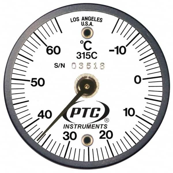 PTC Instruments - -15 to 65°C, 2 Inch Dial Diameter, Dual Magnet Mount Thermometer - 1° Division Graduation - Makers Industrial Supply