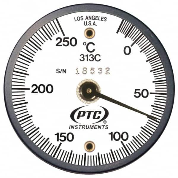 PTC Instruments - -20 to 200°C, 2 Inch Dial Diameter, Dual Magnet Mount Thermometer - 2° Division Graduation - Makers Industrial Supply