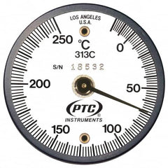 PTC Instruments - -20 to 200°C, 2 Inch Dial Diameter, Dual Magnet Mount Thermometer - 2° Division Graduation - Makers Industrial Supply