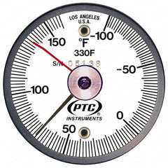 PTC Instruments - -100 to 160°F, 2 Inch Dial Diameter, Dual Magnet Mount Thermometer - 2° Division Graduation - Makers Industrial Supply