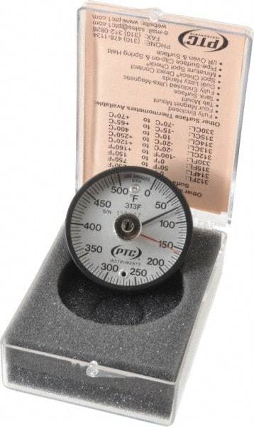 PTC Instruments - 500°F, 2 Inch Dial Diameter, Dual Magnet Mount Thermometer - 5° Division Graduation - Makers Industrial Supply