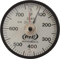 PTC Instruments - 50 to 750°F, 2 Inch Dial Diameter, Dual Magnet Mount Thermometer - 10° Division Graduation - Makers Industrial Supply