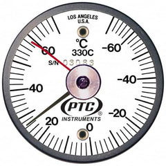 PTC Instruments - -70 to 70°C, 2 Inch Dial Diameter, Dual Magnet Mount Thermometer - 2° Division Graduation - Makers Industrial Supply