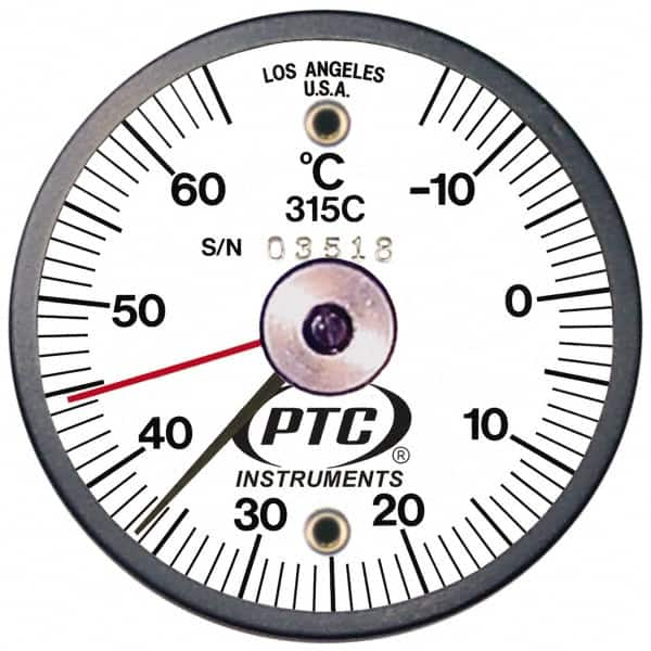 PTC Instruments - -15 to 65°C, 2 Inch Dial Diameter, Dual Magnet Mount Thermometer - 1° Division Graduation - Makers Industrial Supply