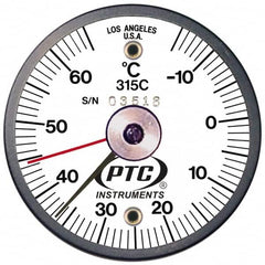 PTC Instruments - -15 to 65°C, 2 Inch Dial Diameter, Dual Magnet Mount Thermometer - 1° Division Graduation - Makers Industrial Supply