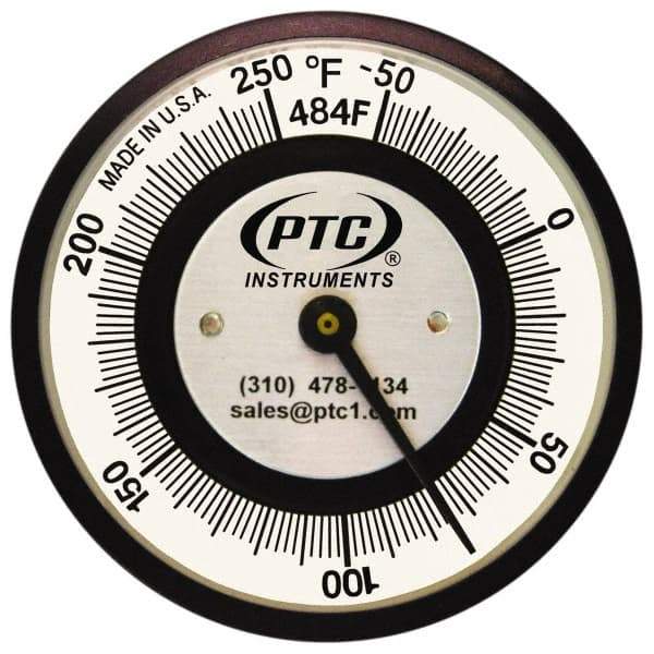 PTC Instruments - -50 to 250°F, 2 Inch Dial Diameter, Pipe Surface Clip On Thermometer - 2° Division Graduation - Makers Industrial Supply