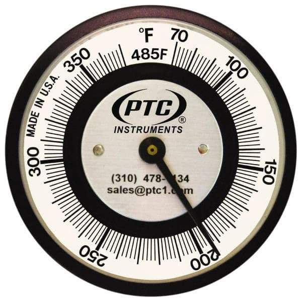 PTC Instruments - 70 to 370°F, 2 Inch Dial Diameter, Pipe Surface Clip On Thermometer - 2° Division Graduation - Makers Industrial Supply