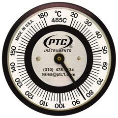 PTC Instruments - 20 to 185°C, 2 Inch Dial Diameter, Pipe Surface Clip On Thermometer - 1° Division Graduation - Makers Industrial Supply