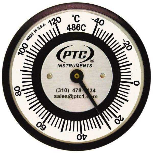 PTC Instruments - -40 to 120°C, 2 Inch Dial Diameter, Pipe Surface Spring Held Thermometer - 2° Division Graduation - Makers Industrial Supply