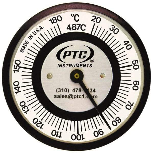 PTC Instruments - 20 to 180°C, 2 Inch Dial Diameter, Pipe Surface Spring Held Thermometer - 2° Division Graduation - Makers Industrial Supply