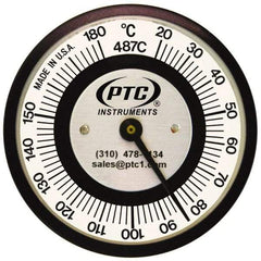 PTC Instruments - 20 to 180°C, 2 Inch Dial Diameter, Pipe Surface Spring Held Thermometer - 2° Division Graduation - Makers Industrial Supply