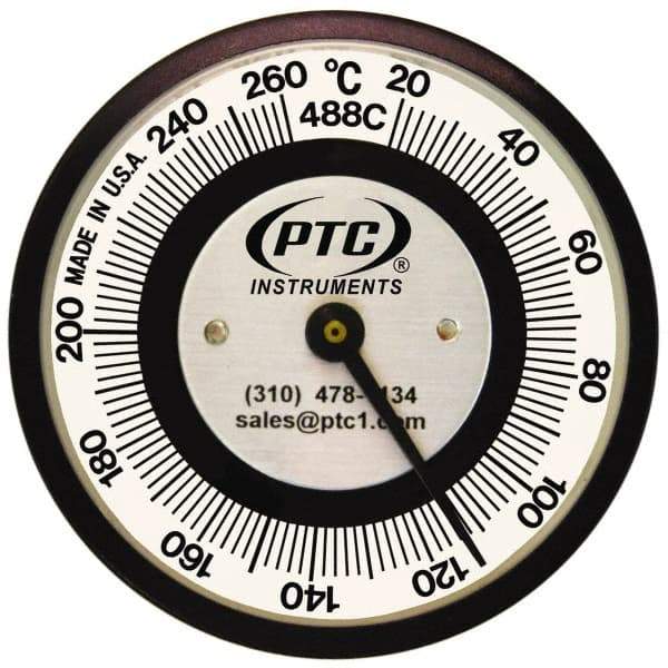 PTC Instruments - 20 to 260°C, 2 Inch Dial Diameter, Pipe Surface Spring Held Thermometer - 5° Division Graduation - Makers Industrial Supply