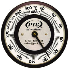 PTC Instruments - 20 to 260°C, 2 Inch Dial Diameter, Pipe Surface Spring Held Thermometer - 5° Division Graduation - Makers Industrial Supply