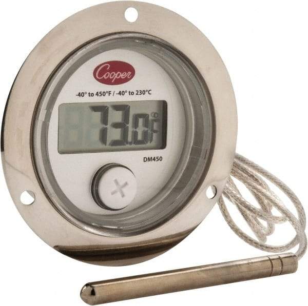 Cooper - -40 to 450°F Front Flange Panel Meter - 4-Digit LCD Display - Makers Industrial Supply