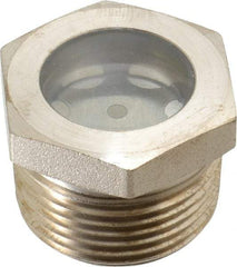 LDI Industries - 15/16" Sight Diam, 1" Thread, 1.06" OAL, High Pressure Fused Pipe Thread with Reflector Sight Glass & Flow Sight - 1-3/8" Head, 1,250 Max psi, 1 to 11-1/2 Thread - Makers Industrial Supply