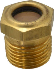 LDI Industries - 9/16" Sight Diam, 1/2" Thread, 1" OAL, Low Pressure Pipe Thread Lube Sight, Open View Sight Glass & Flow Sight - 7/8" Head, 20 Max psi, 1/2-14 Thread - Makers Industrial Supply