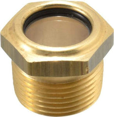 LDI Industries - 3/4" Sight Diam, 3/4" Thread, 1" OAL, Low Pressure Pipe Thread Lube Sight, Open View Sight Glass & Flow Sight - 1-1/8" Head, 10 Max psi, 3/4-14 Thread - Makers Industrial Supply