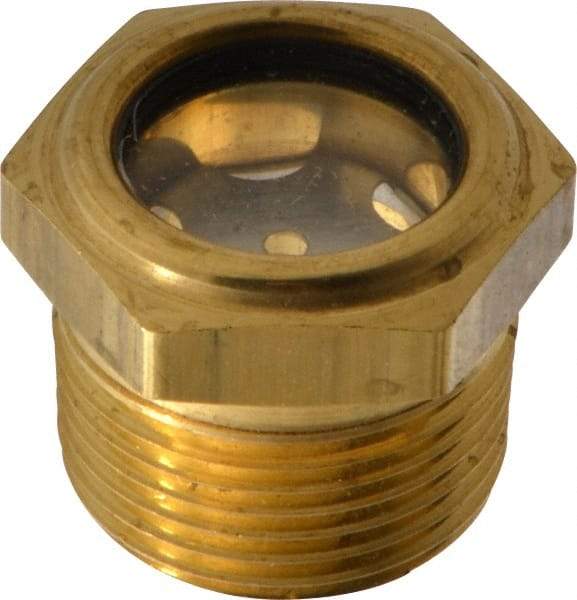 LDI Industries - 3/4" Sight Diam, 3/4" Thread, 1" OAL, Low Pressure Pipe Thread Lube Sight with Reflector Sight Glass & Flow Sight - 1-1/8" Head, 10 Max psi, 3/4-14 Thread - Makers Industrial Supply