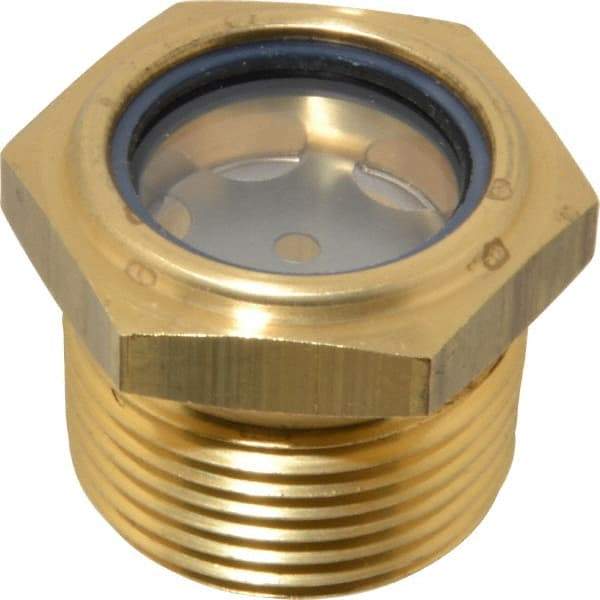 LDI Industries - 31/32" Sight Diam, 1" Thread, 1.19" OAL, Low Pressure Pipe Thread Lube Sight with Reflector Sight Glass & Flow Sight - 1-7/16" Head, 7 Max psi, 1 to 11-1/2 Thread - Makers Industrial Supply